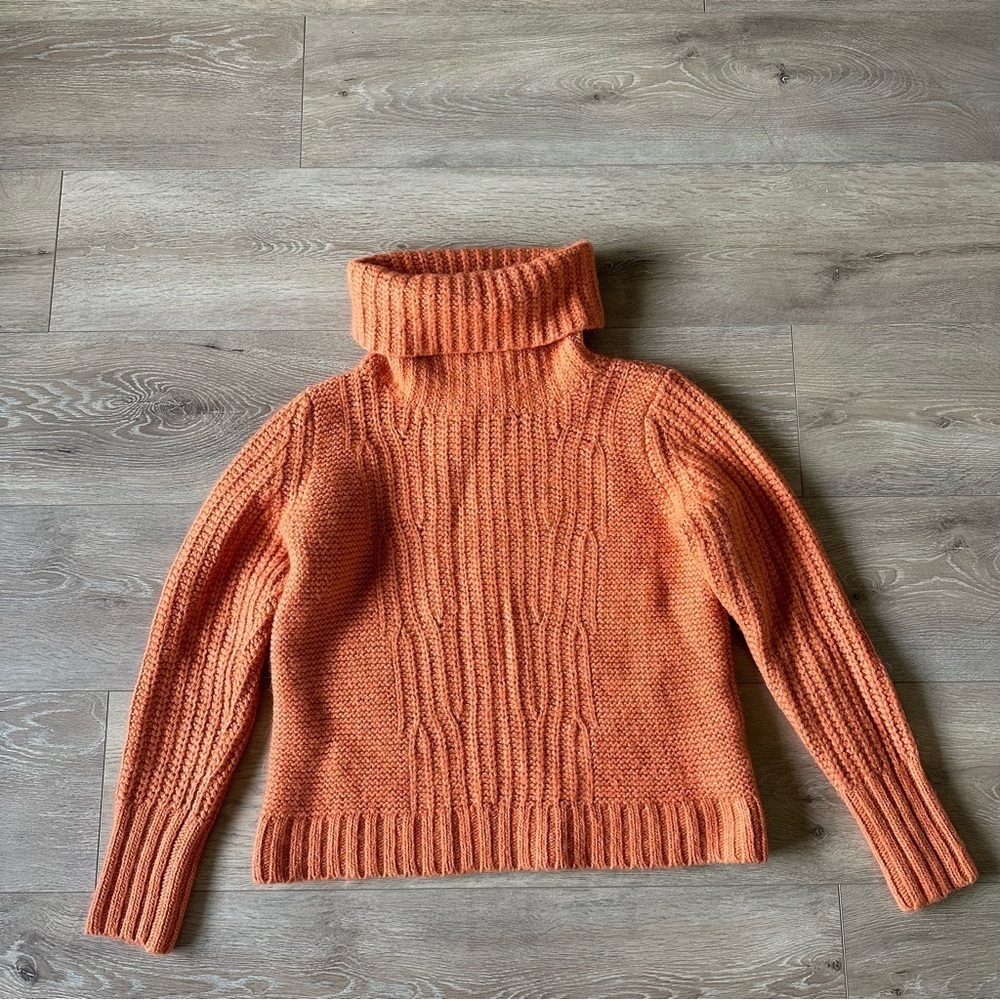 Banana Republic Merino Wool Alpaca Blend Turtleneck Sweater Orange Sz L